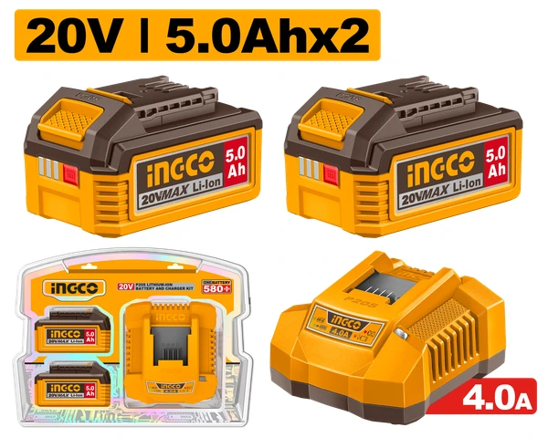 Kit 2 Baterías 5Ah De Litio+Cargador Ingco (Fbcpk2513)