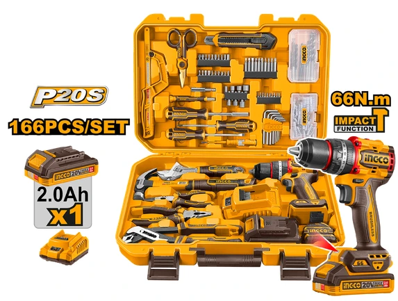 Kit Taladro Atornillador Percutor 66Nm+1Bat Ingco (Hkthp41662)
